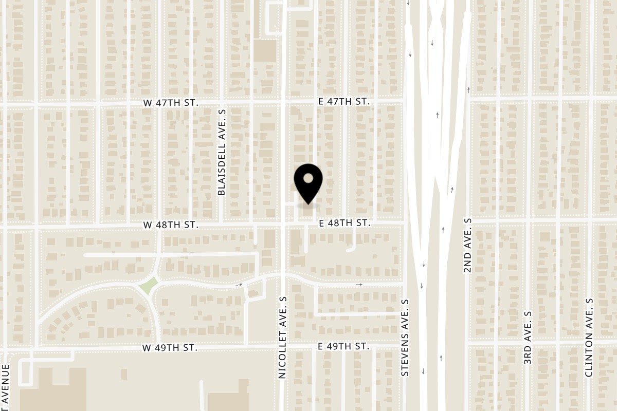 Map showing the location of La Estancia Steakhouse on 4751 Nicollet Ave in Minneapolis